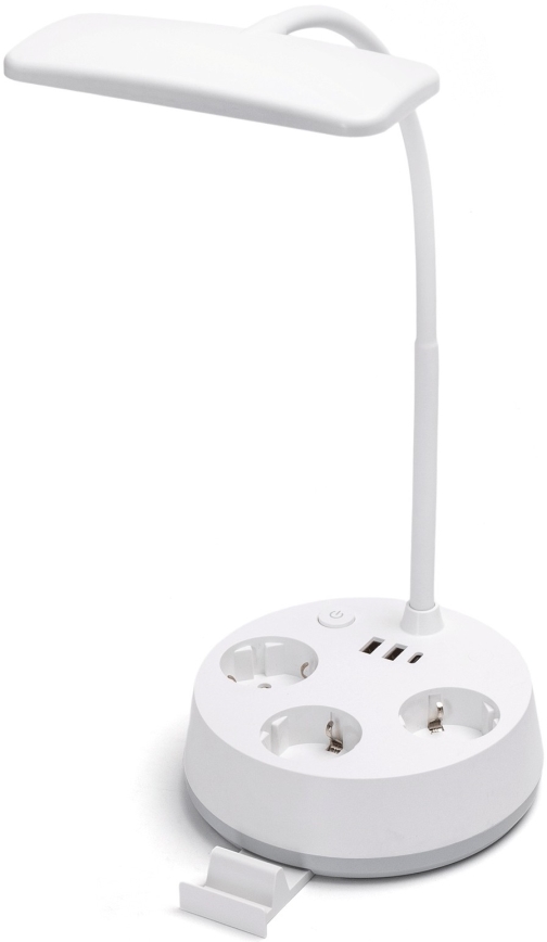 Aigostar - Lampe de bureau LED dimmable avec prises et USB LED/4,6W/230V 3000/4000/6500K blanche