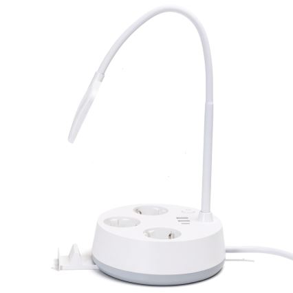 Aigostar - Lampe de bureau LED dimmable avec prises et USB LED/4,6W/230V 3000/4000/6500K blanche