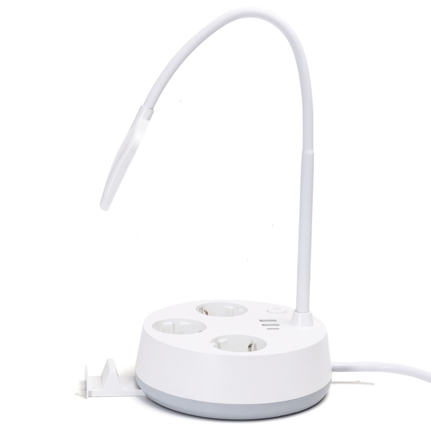 Aigostar - Lampe de bureau LED dimmable avec prises et USB LED/4,6W/230V 3000/4000/6500K blanche
