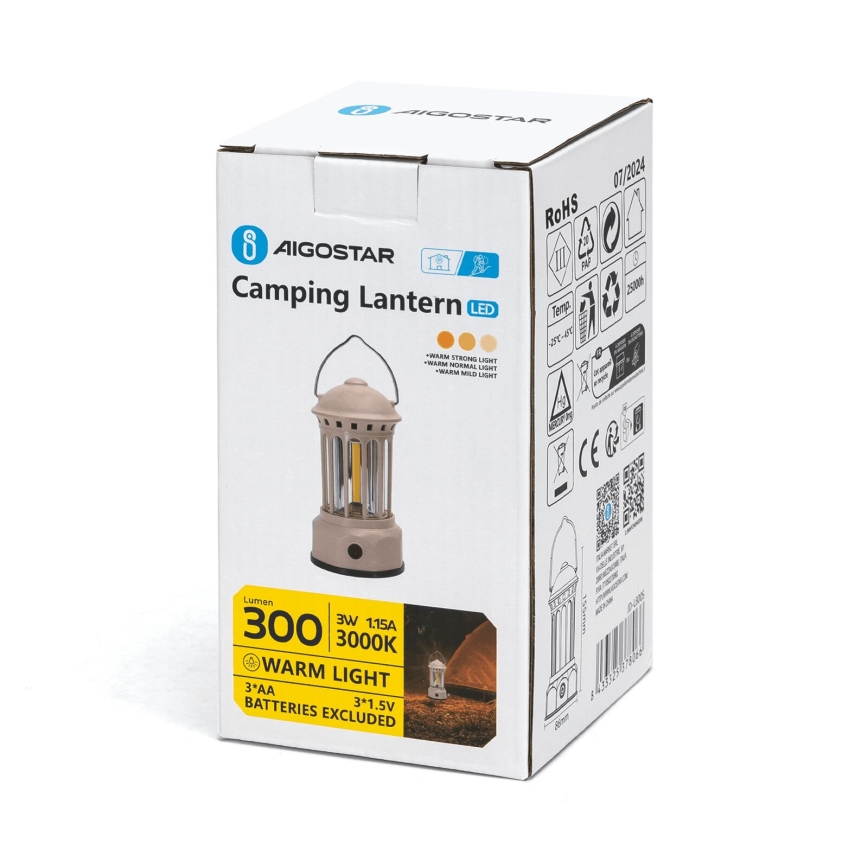 Aigostar - Lampe de camping portable LED/3W/3xAA