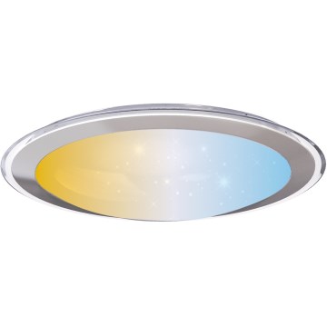 Aigostar - Lampe de plafond LED 30W/230V 2700-6500K diamètre 42,9 cm chrome + télécommande