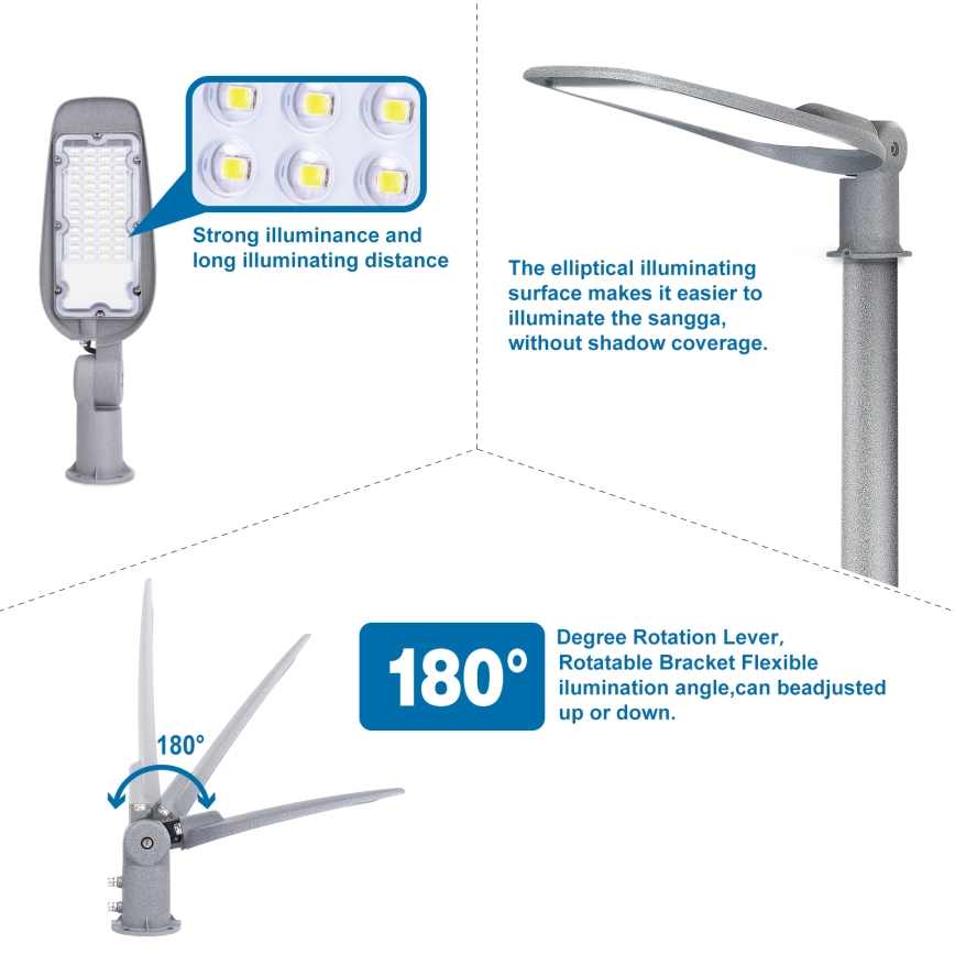 Aigostar - Lampe de rue SLIM LED/200W/230V 6500K IP65