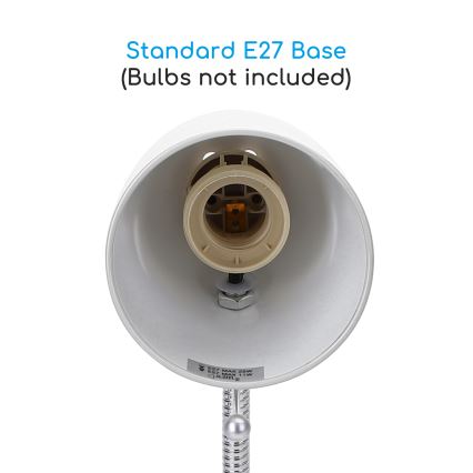 Aigostar - Lampe de table 1xE27/36W/230V blanc/chrome brillant
