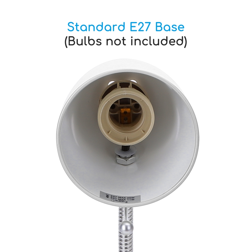 Aigostar - Lampe de table 1xE27/36W/230V blanc/chrome brillant