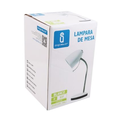 Aigostar - Lampe de table 1xE27/36W/230V blanc/chrome brillant