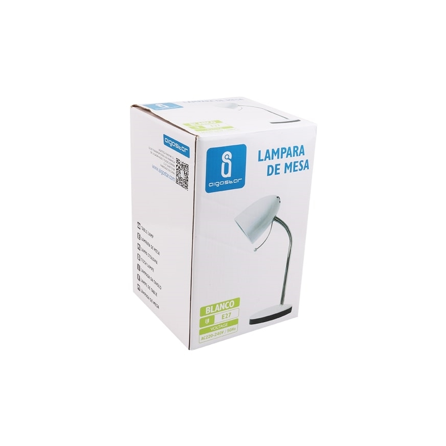 Aigostar - Lampe de table 1xE27/36W/230V blanc/chrome brillant