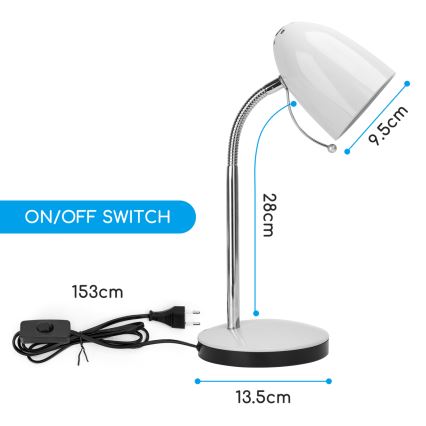 Aigostar - Lampe de table 1xE27/36W/230V blanc/chrome brillant