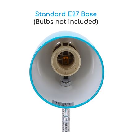 Aigostar - Lampe de table 1xE27/36W/230V bleu/chrome brillant