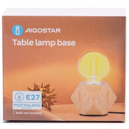 Aigostar - Lampe de table 1xE27/60W/230V hévéa