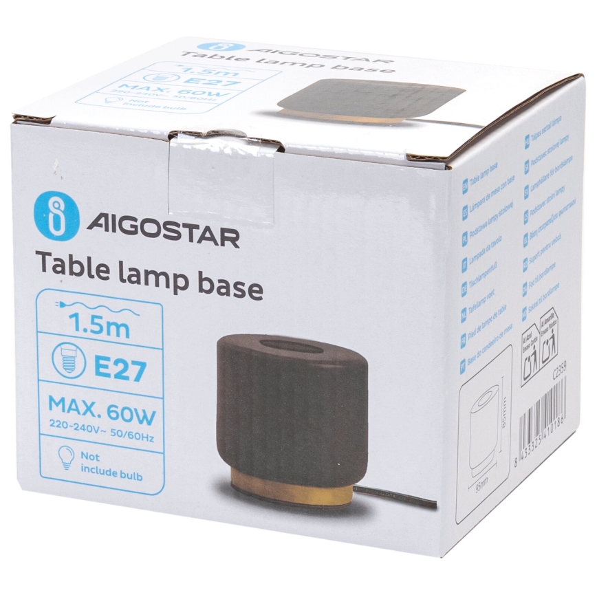 Aigostar - Lampe de table 1xE27/60W/230V noir