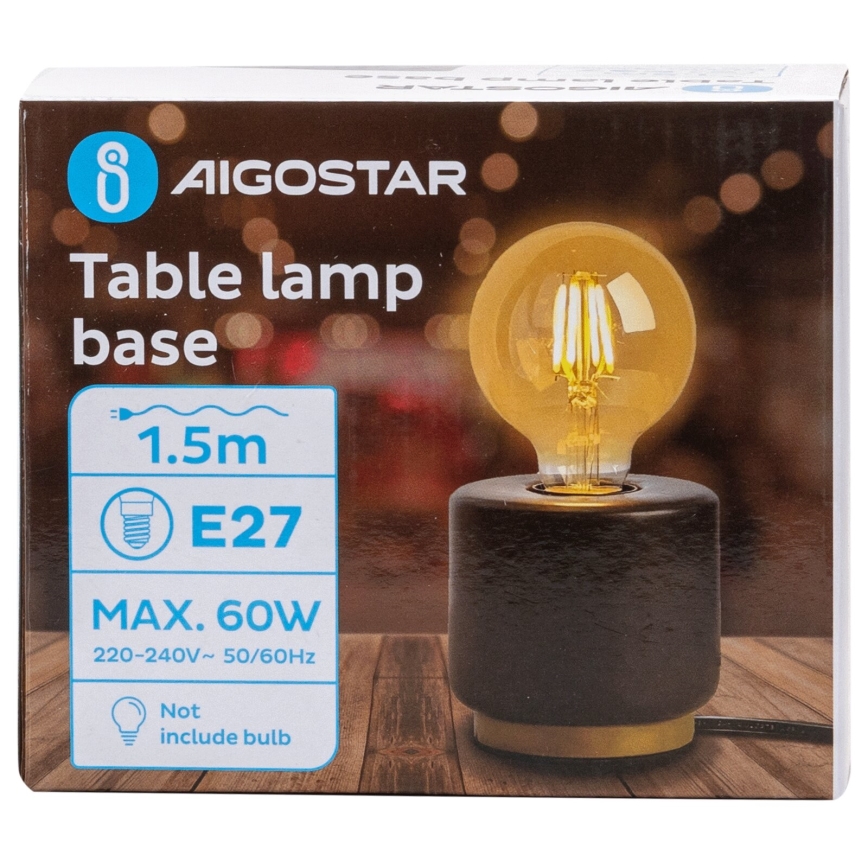 Aigostar - Lampe de table 1xE27/60W/230V noir