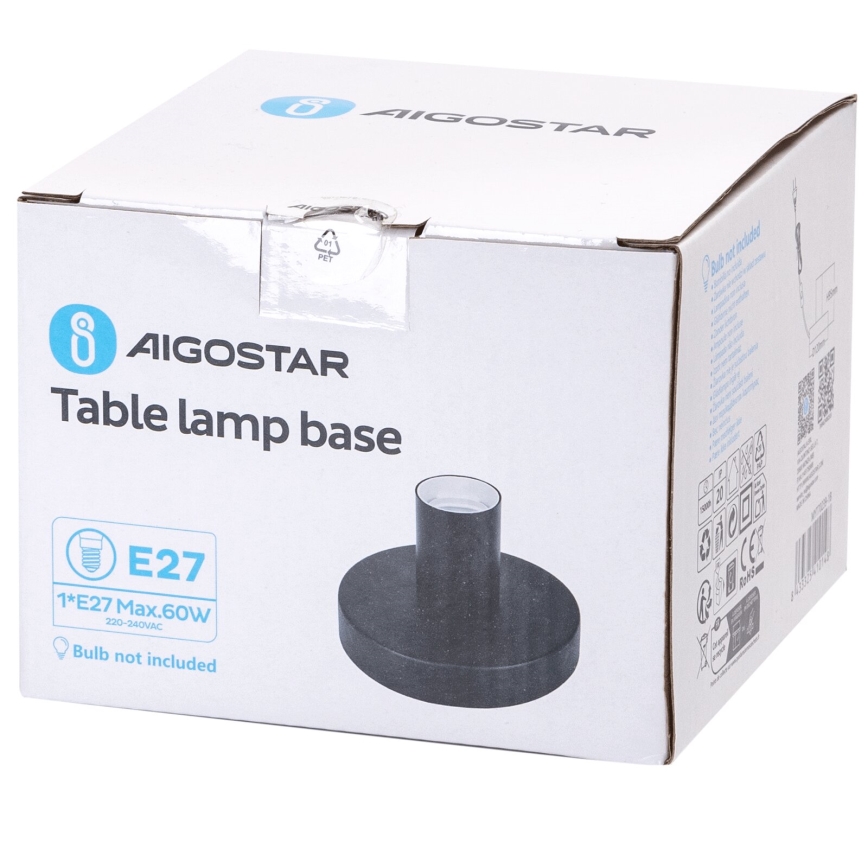 Aigostar - Lampe de table 1xE27/60W/230V noir