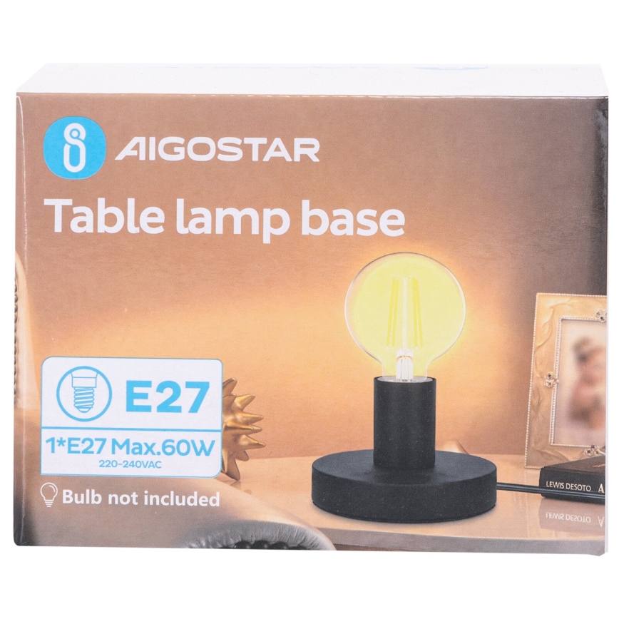 Aigostar - Lampe de table 1xE27/60W/230V noir