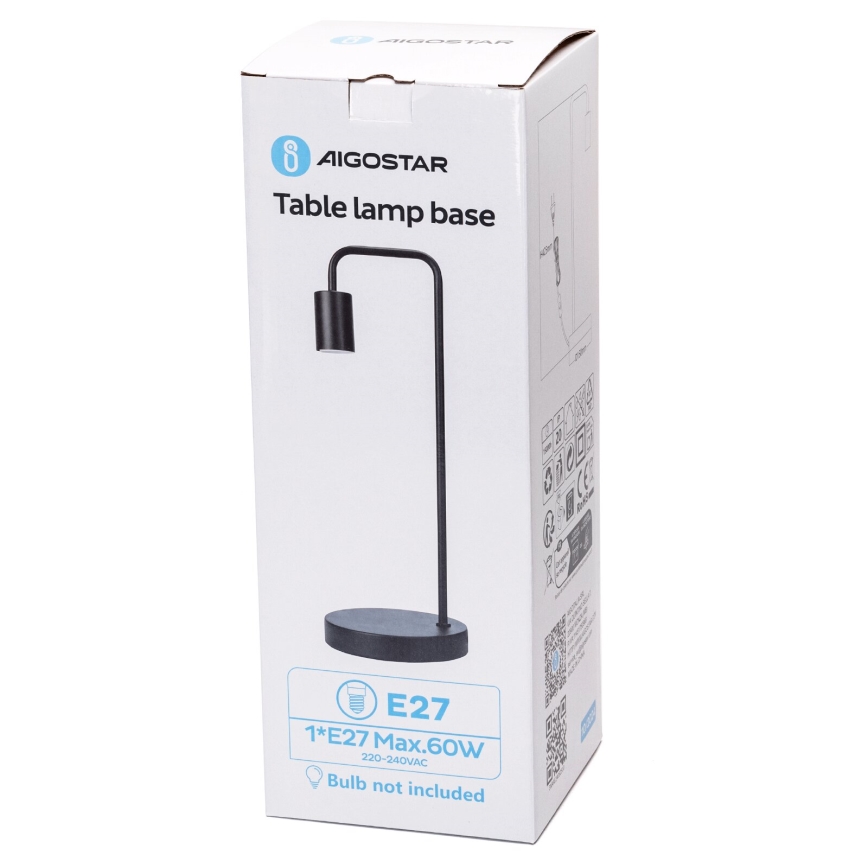 Aigostar - Lampe de table 1xE27/60W/230V noir