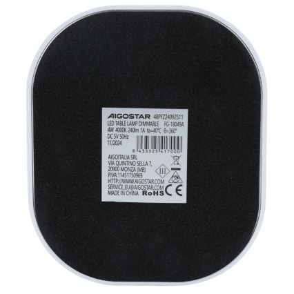 Aigostar - Lampe de table à intensité variable LED/4W/5V 4000K