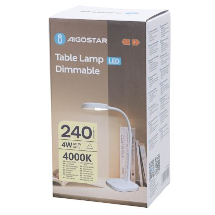 Aigostar - Lampe de table à intensité variable LED/4W/5V 4000K