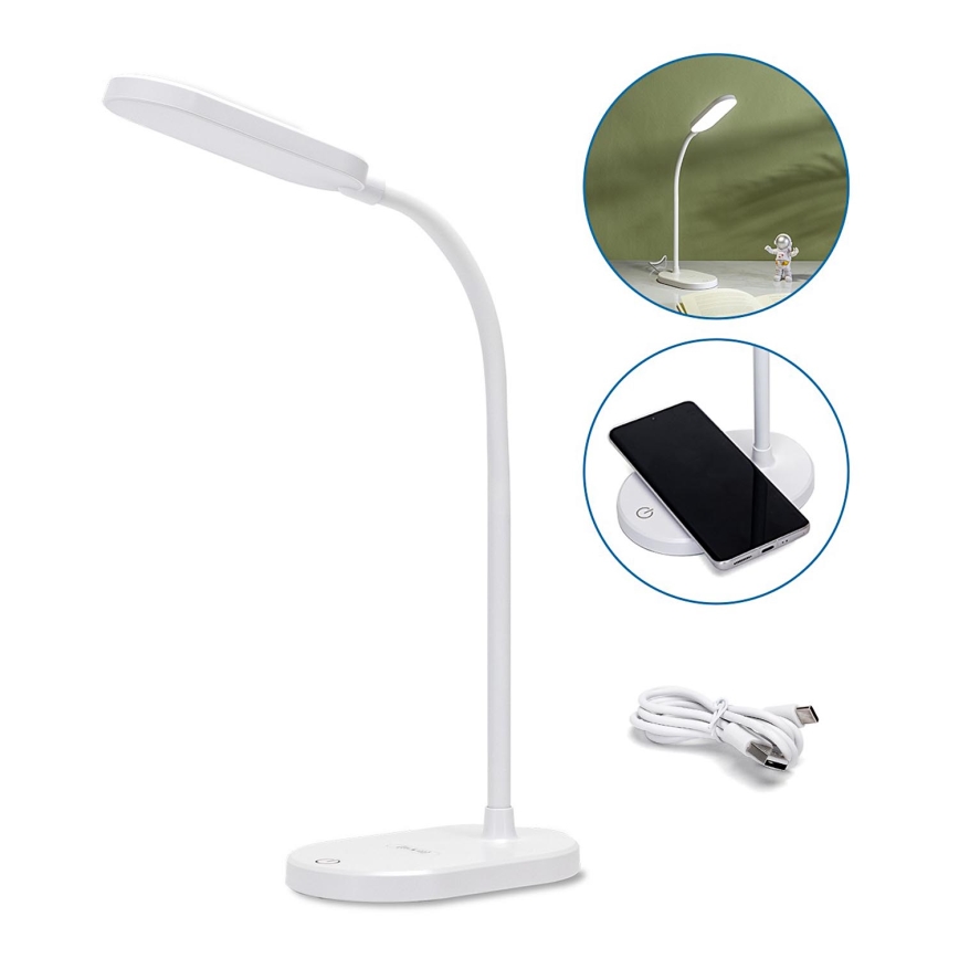 Aigostar - Lampe de table à intensité variable LED avec charge sans fil LED/2,5W/5V blanc