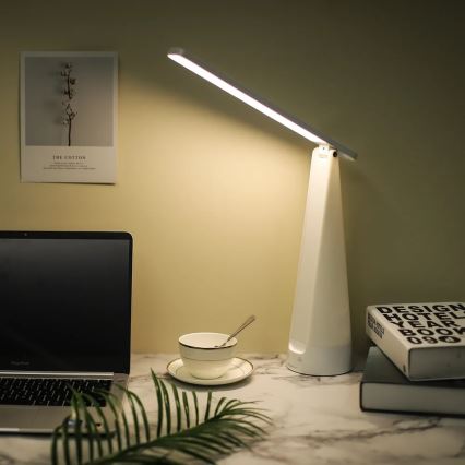 Aigostar - Lampe de table à intensité variable rechargeable LED/7W/5V 4000K 4400 mAh blanc