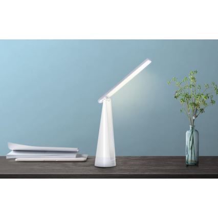 Aigostar - Lampe de table à intensité variable rechargeable LED/7W/5V 4000K 4400 mAh blanc