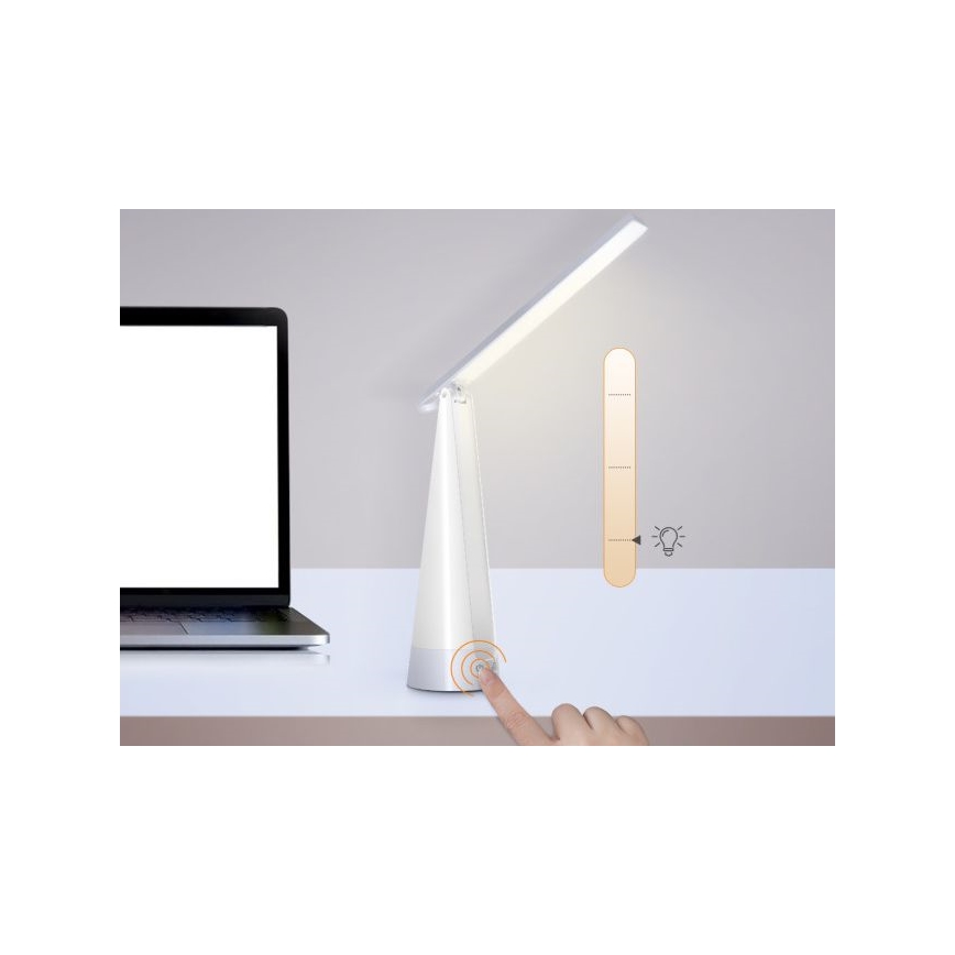 Aigostar - Lampe de table à intensité variable rechargeable LED/7W/5V 4000K 4400 mAh blanc