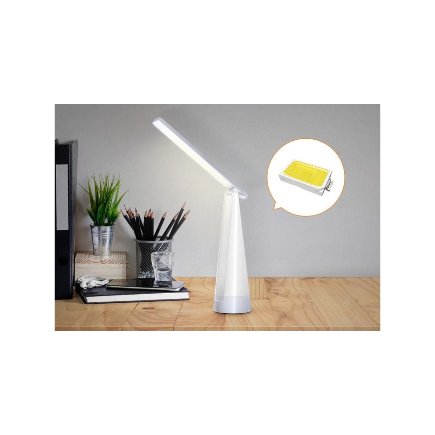 Aigostar - Lampe de table à intensité variable rechargeable LED/7W/5V 4000K 4400 mAh blanc