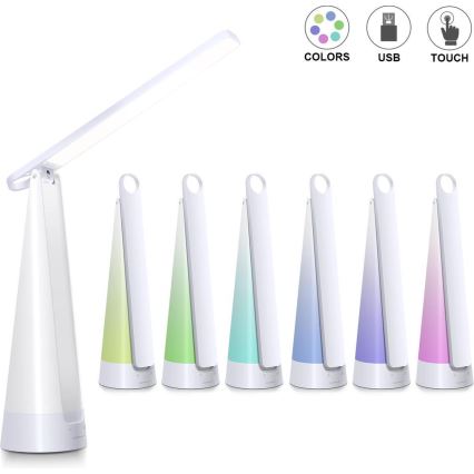 Aigostar - Lampe de table à intensité variable rechargeable LED/7W/5V 4000K 4400 mAh blanc