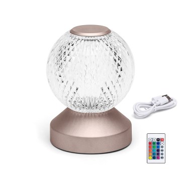 Aigostar- Lampe de table à intensité variable rechargeable RGB LED/1W/5V 1800mAh 13,5cm + Télécommande