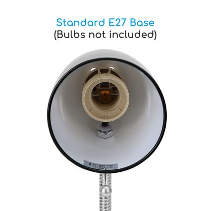 Aigostar -  Lampe de table avec pince 1xE27/11W/230V noir/chrome brillant