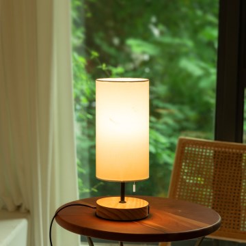 Aigostar - Lampe de table avec port USB 1xE27/40W/230V beige
