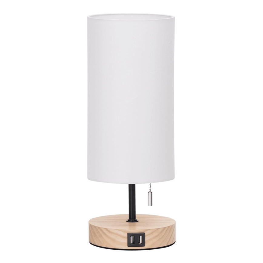Aigostar - Lampe de table avec port USB 1xE27/40W/230V noir/crème