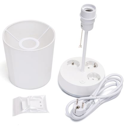 Aigostar - Lampe de table avec prises intégrées 1xE27/60W/230V blanche
