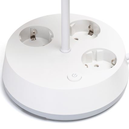 Aigostar - Lampe de table avec prises intégrées 1xE27/60W/230V blanche