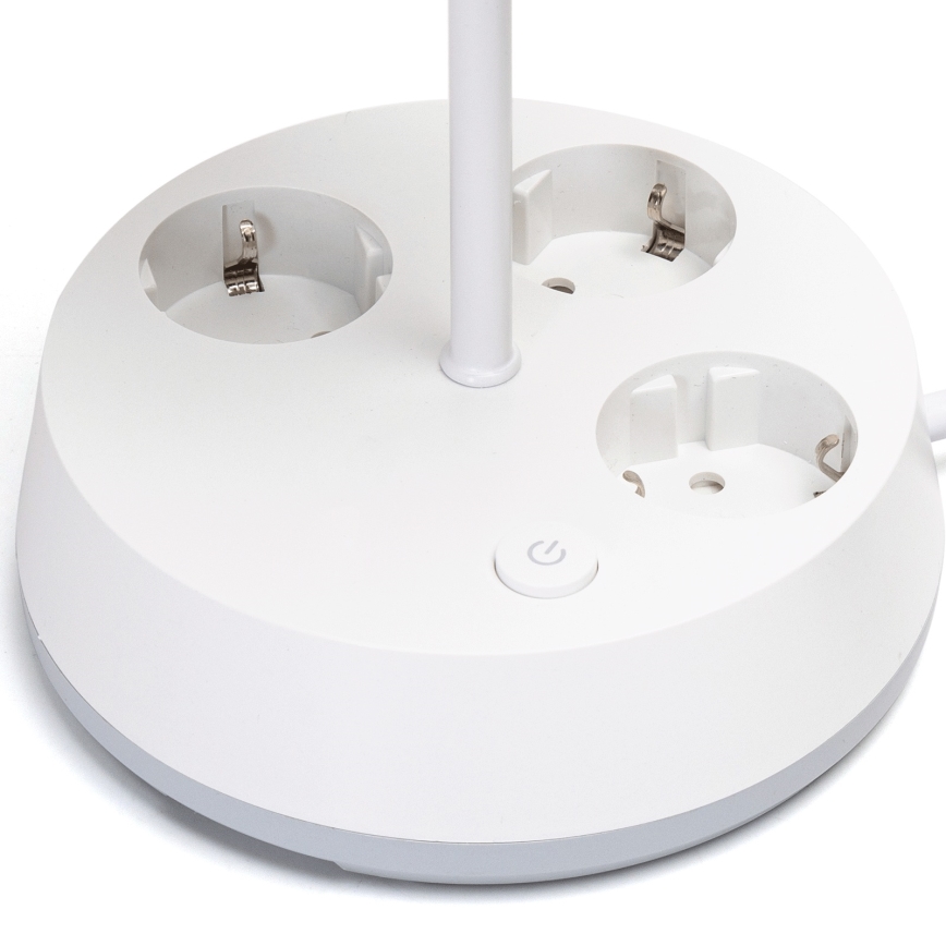 Aigostar - Lampe de table avec prises intégrées 1xE27/60W/230V blanche