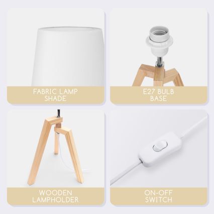 Aigostar - Lampe de table en pin 1xE27/60W/230V