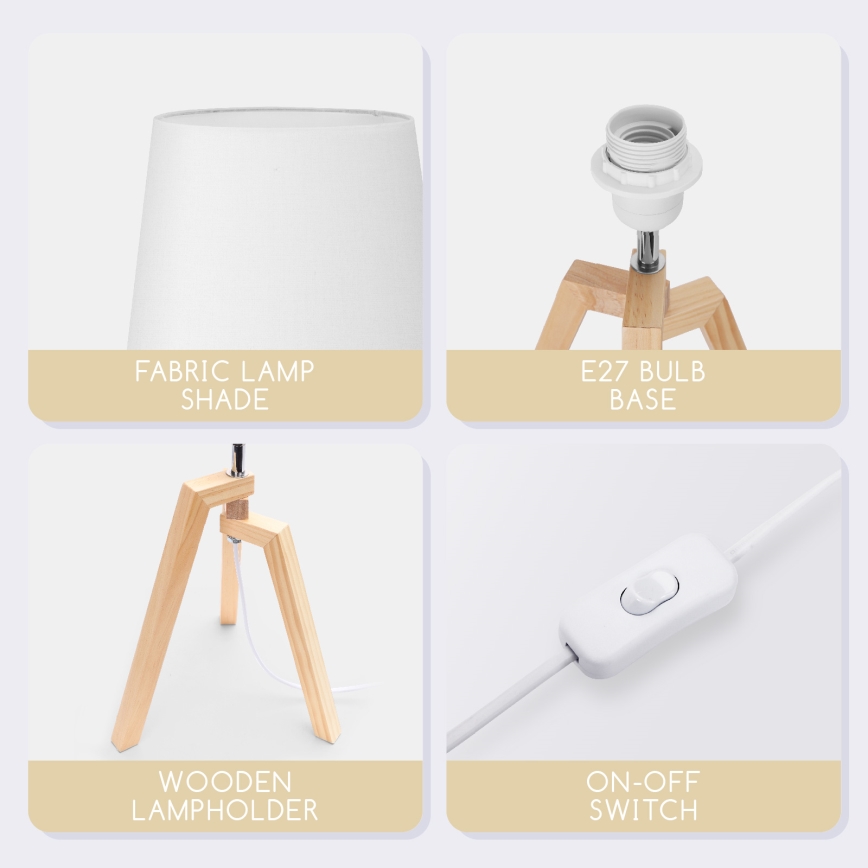 Aigostar - Lampe de table en pin 1xE27/60W/230V