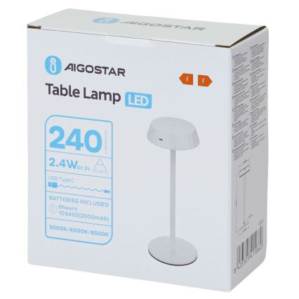 Aigostar - Lampe de table LED dimmable AMBIENT LED/2,4W/5V 3000-6500K blanche