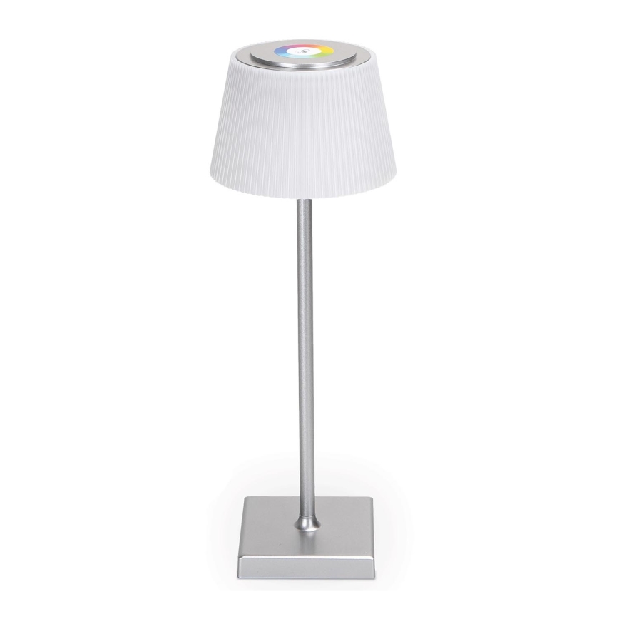 Aigostar - Lampe de table RGBW extérieure à intensité variable et rechargeable LED/4W/5V 3600mAh blanc/chrome mat IP54