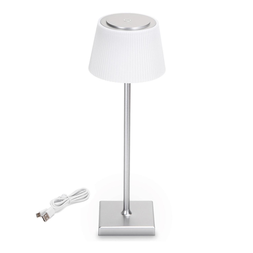 Aigostar - Lampe de table variable à intensité variable pour l'extérieur LED/4W/5V 3600mAh blanc/chrome mat IP54