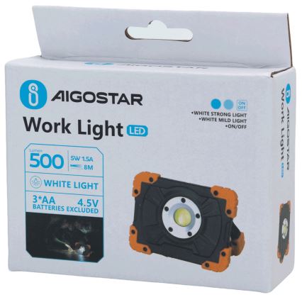 Aigostar - Lampe de travail LED/5W/3xAA 6500K IP44