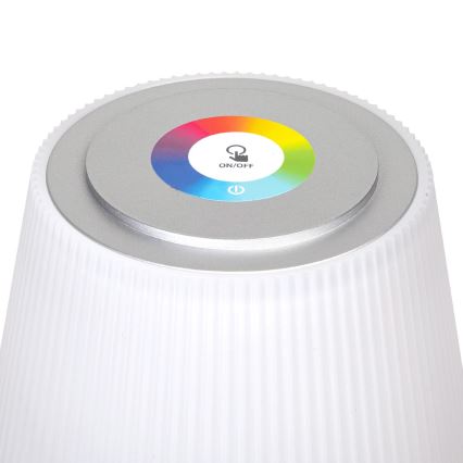 Aigostar - Lampe de table RGBW extérieure à intensité variable et rechargeable LED/4W/5V 3600mAh blanc/chrome mat IP54