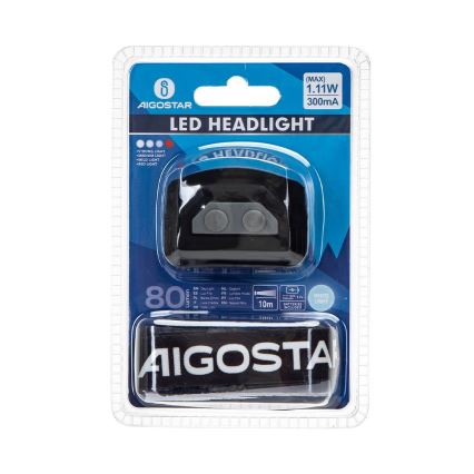 Aigostar - Lampe frontale rechargeable à intensité variable et senzorem LED/1,11W/3,7V