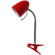 Aigostar - Lampe pince de table 1xE27/11W/230V rouge/chromé