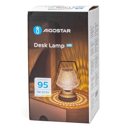 Aigostar- Lampe rechargeable LED à intensité variable/1W/5V 2700/4000/6500K 1800mAh 20 cm