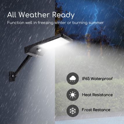 Aigostar - Lampe solaire à intensité variable avec détecteur LED/2,3W/5,5V IP65 1800 mAh + Télécommande