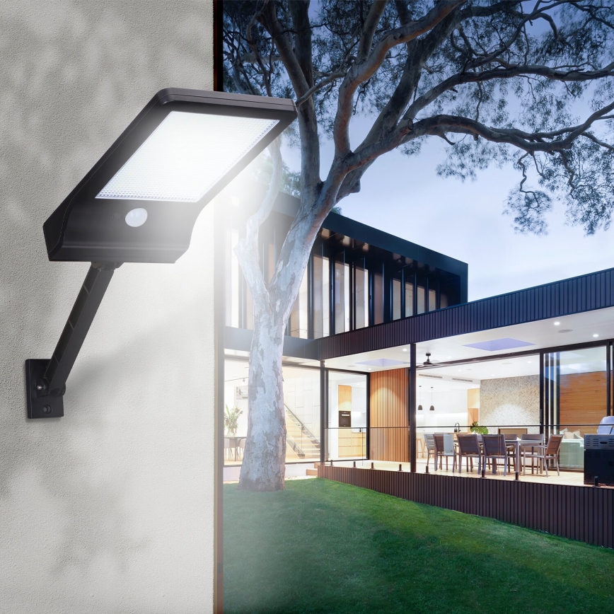 Aigostar - Lampadaire solaire avec détecteur LED/3W/3,7V1800 mAh IP44 3000/4000/5000K + Télécommande