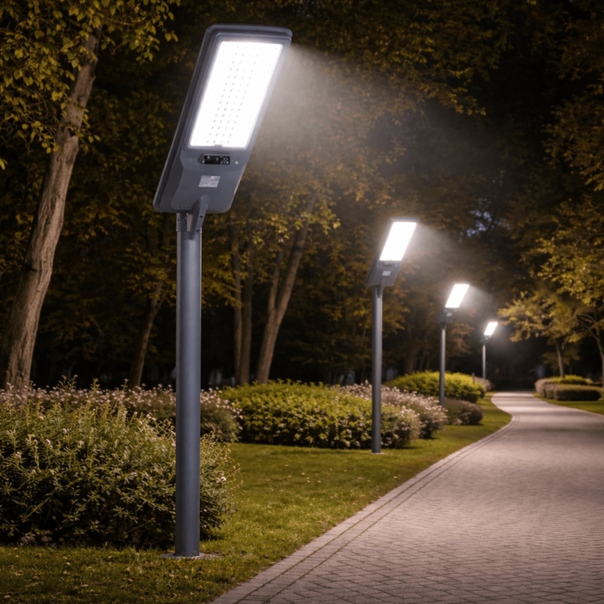 Aigostar - Lampadaire solaire LED avec capteur LED/300W/3,2V 3600mAh + télécommande