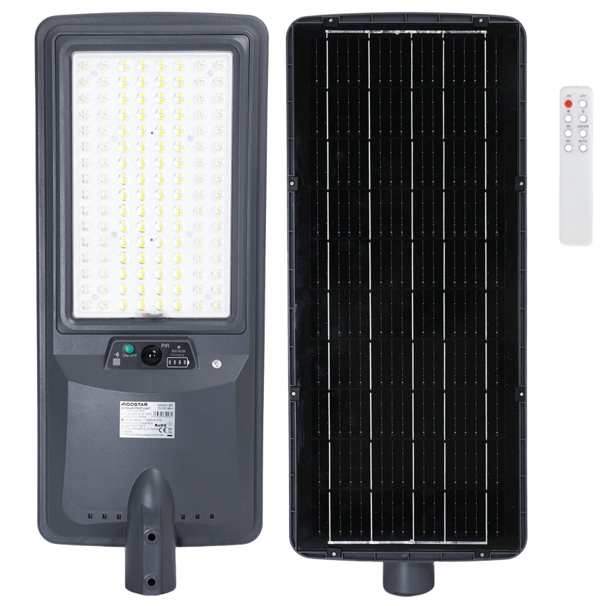 Aigostar - Lampadaire solaire LED avec capteur LED/300W/3,2V 3600mAh + télécommande