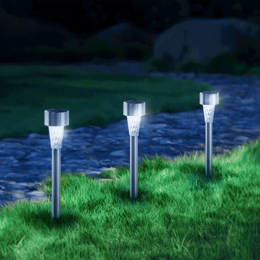 Aigostar - Lampe solaire LED/0,006W/1,2V 40 mAh 29,5 cm chrome mat 6500K IP44