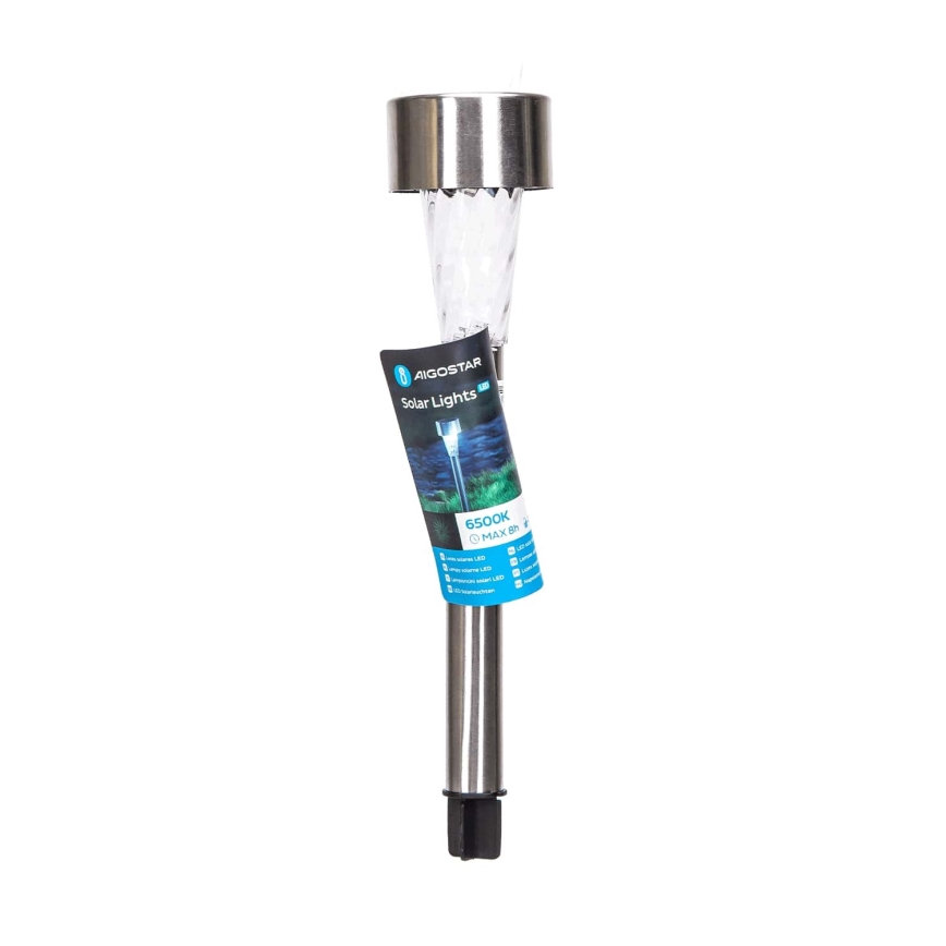 Aigostar - Lampe solaire LED/0,006W/1,2V 40 mAh 29,5 cm chrome mat 6500K IP44