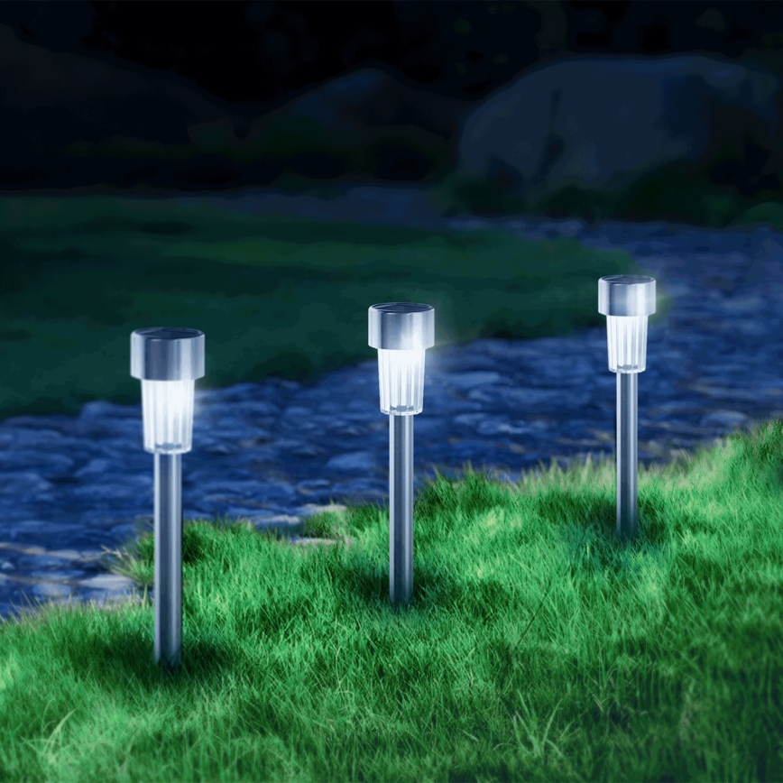 Aigostar - Lampe solaire LED/0,006W/1,2V 29,5 cm 40 mAh chrome mat 6500K IP44